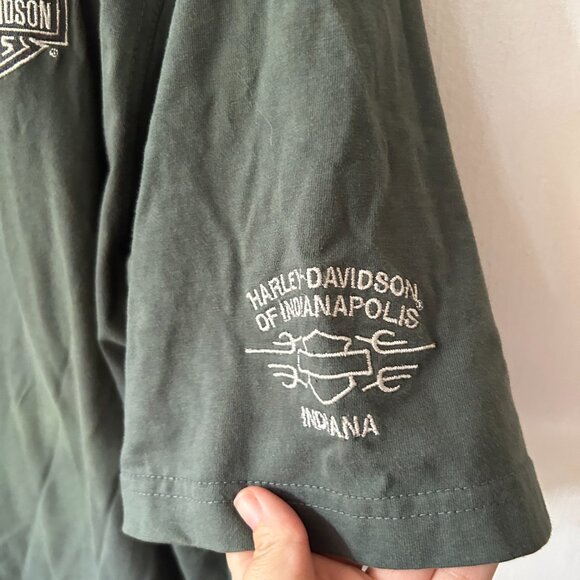 Harley Davidson Indianapolis Polo Shirt Mens Large Gray Embroidered Collared - Picture 2 of 5